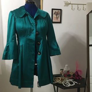 Teal or turquoise satin coat